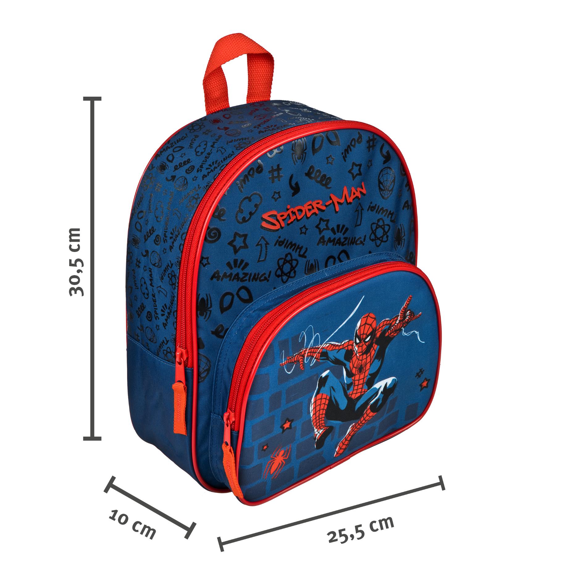 Rugzak kind met afmetingen 30,5 x 25,5 x 10 cm, Spider-Man rugzak blauw-rood met Peter Parker print