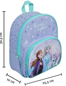 Kinder rugzak Disney Frozen in paars met opdruk ‘Stronger Together’, inclusief maten, ideaal voor rugzak kinderen.