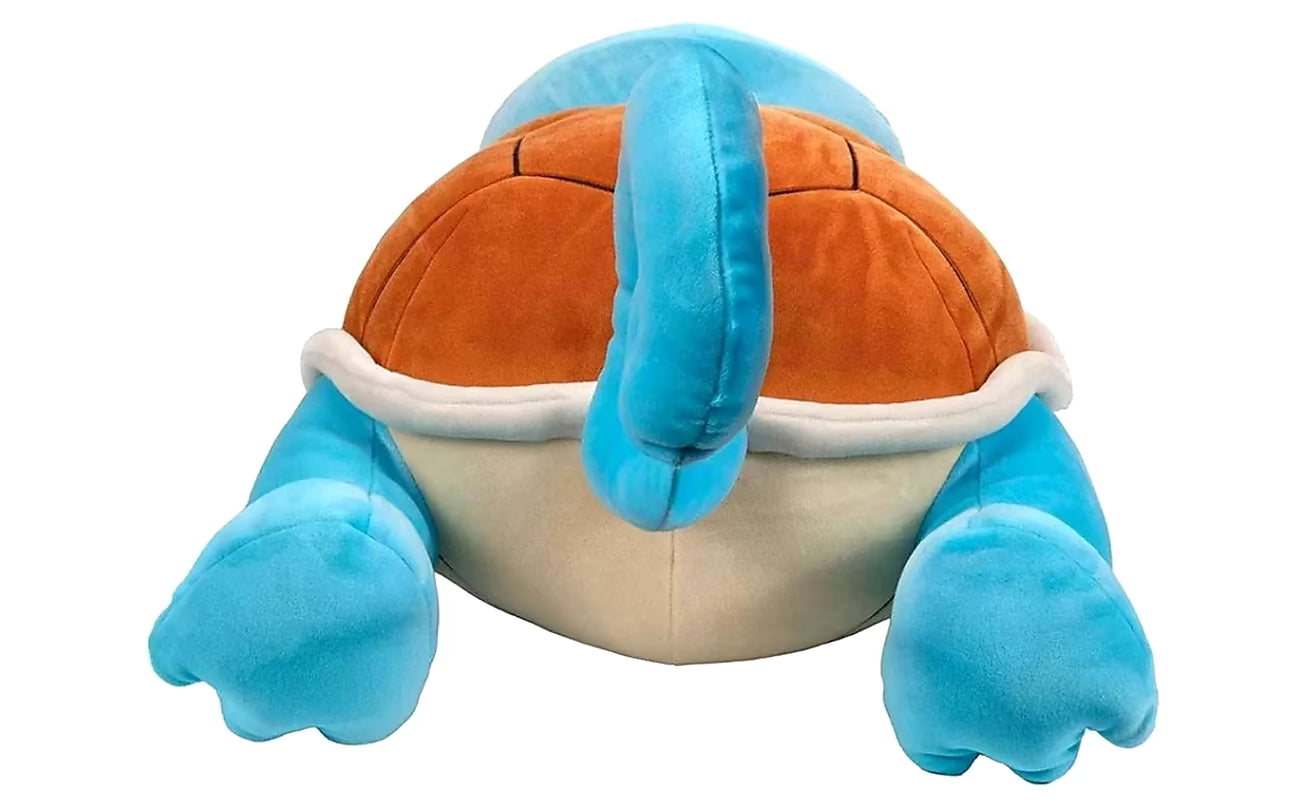 Sleeping Squirtle knuffel Pokémon achterkant, pluche Pokémon knuffels met oranje schild en beige buik