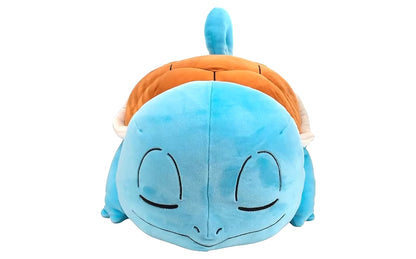 Sleeping Squirtle knuffel Pokémon vooraanzicht, gen 1 knuffel met gesloten ogen en lachend gezichtje