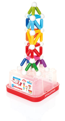 SmartMax Build & Learn magneet speelgoed toren op verpakking, magnetisch bouwen met staven en magnetische balletjes.