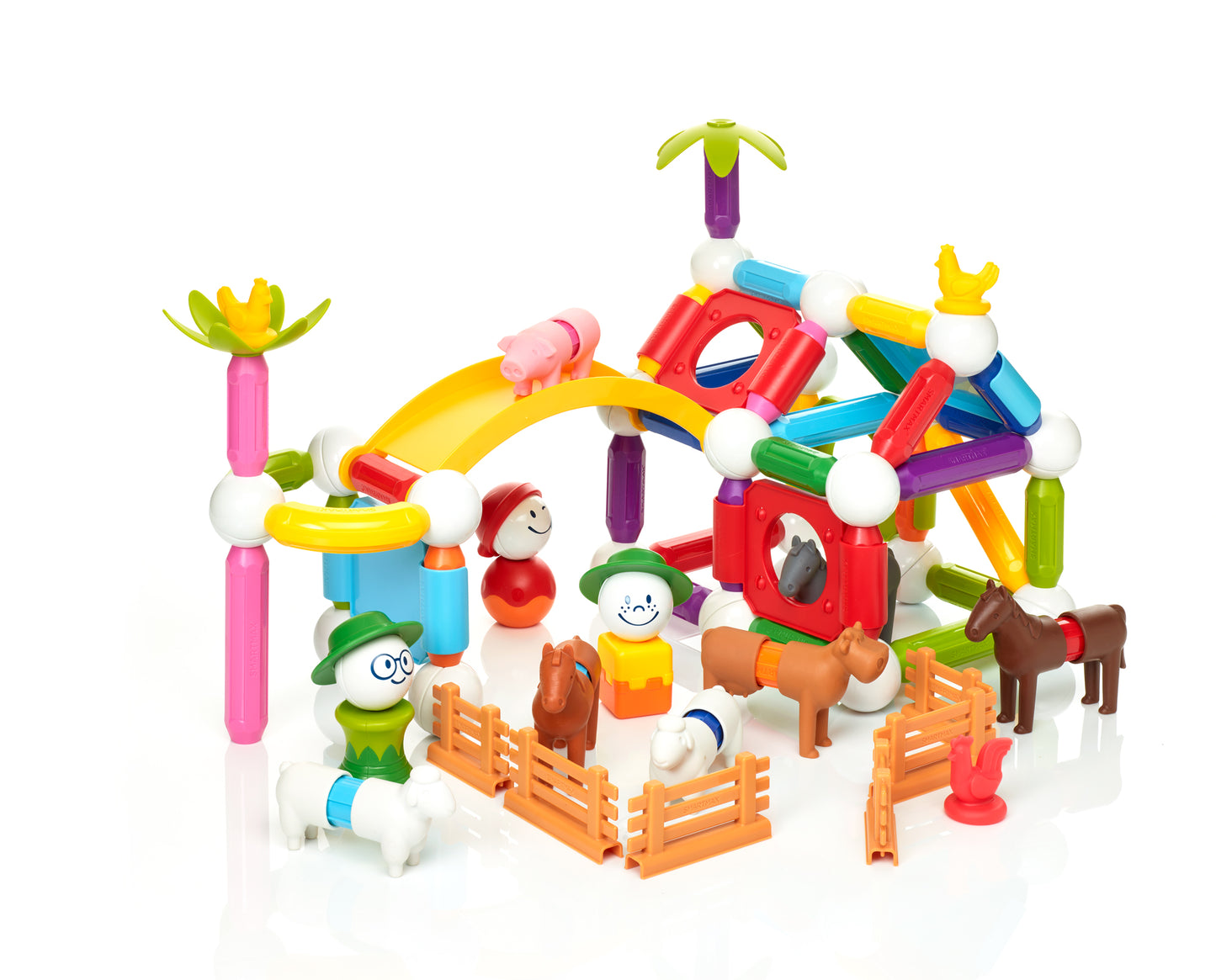 SMX 913 SmartMax Farm Set XXL magnetisch speelgoed met kleurrijke boerderij, dieren magneten en magnetische balletjes