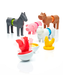 SmartMax My First Farm Animals SMX 221 speelgoed magneten boerderijdieren groepsfoto, detail op witte achtergrond.