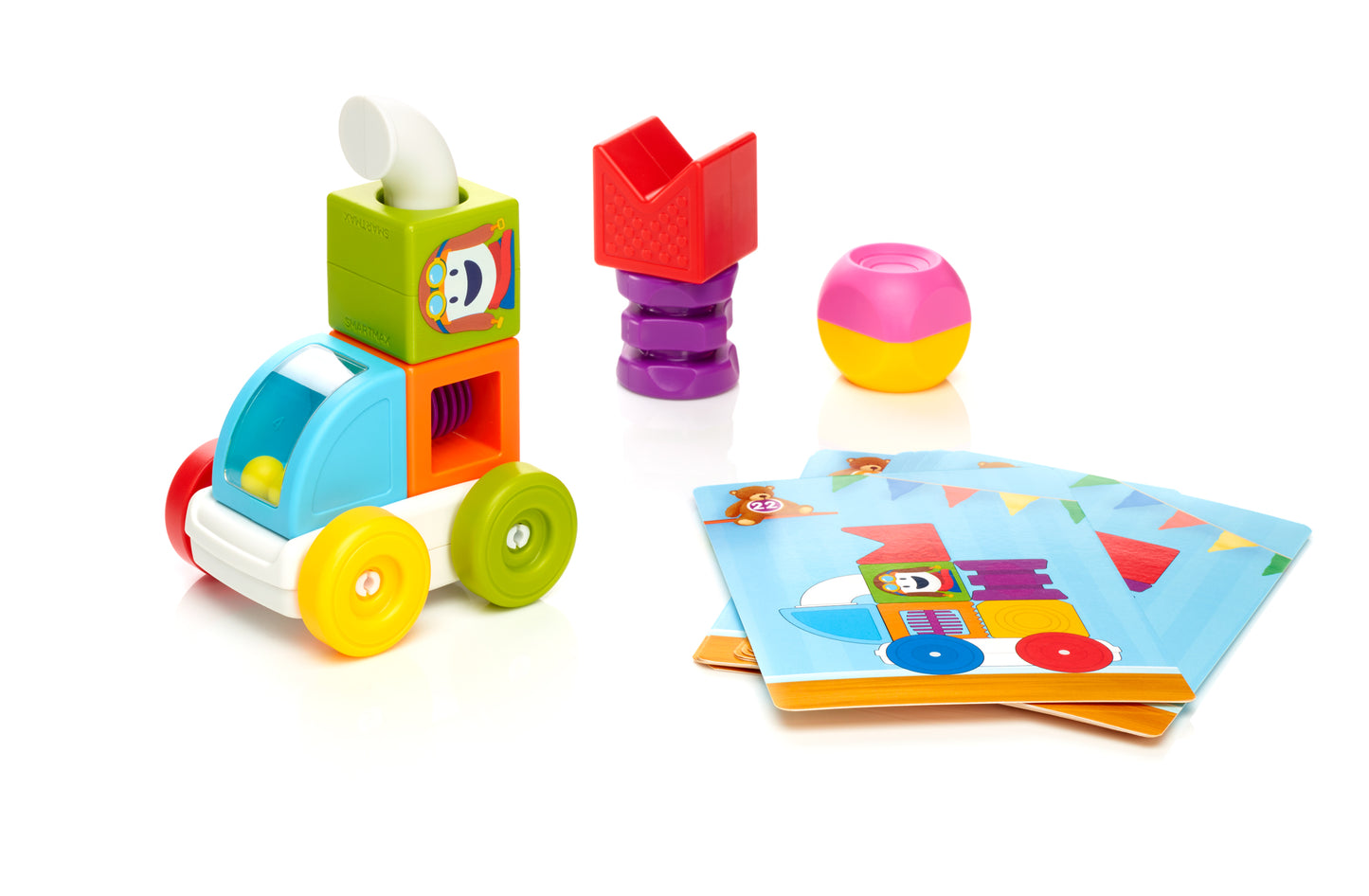 SmartMax My First Build & Drive SMX 237 magneet bouwstenen, magnetische auto met voorbeeldkaarten detail foto.