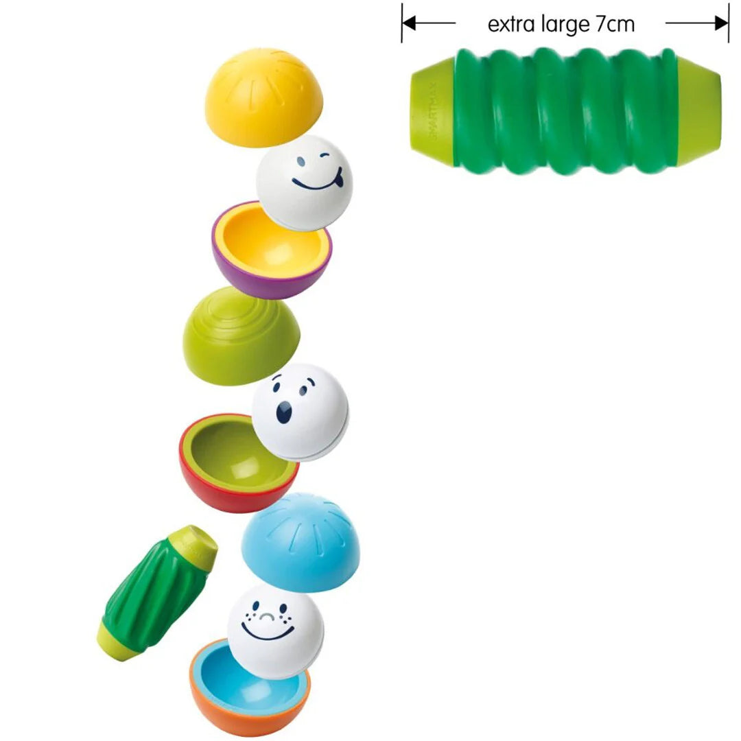 losse onderdelen view van SmartMax My First Hide & Seek SMX 229 met magnetisch speelgoed, losse kleurrijke vormen.