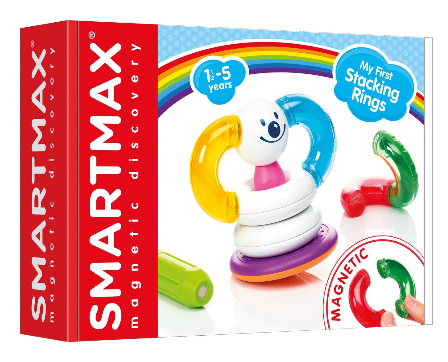 SmartMax My First Stacking Rings SMX 241 voorkant verpakking met leeftijd 1 5 jaar en magnetisch speelgoed