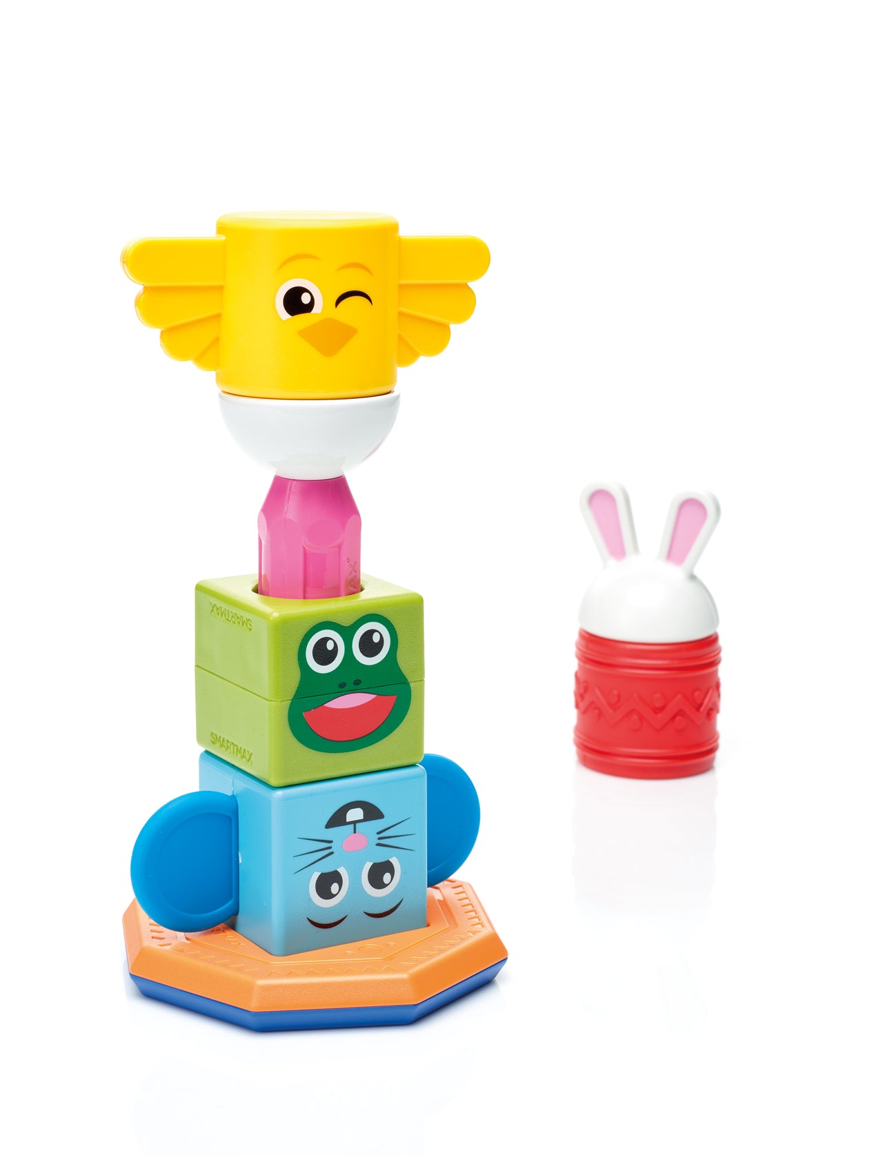 Detailfoto van SmartMax My First Totem SMX 230 met magnetische bouwstenen en vrolijke dierengezichten