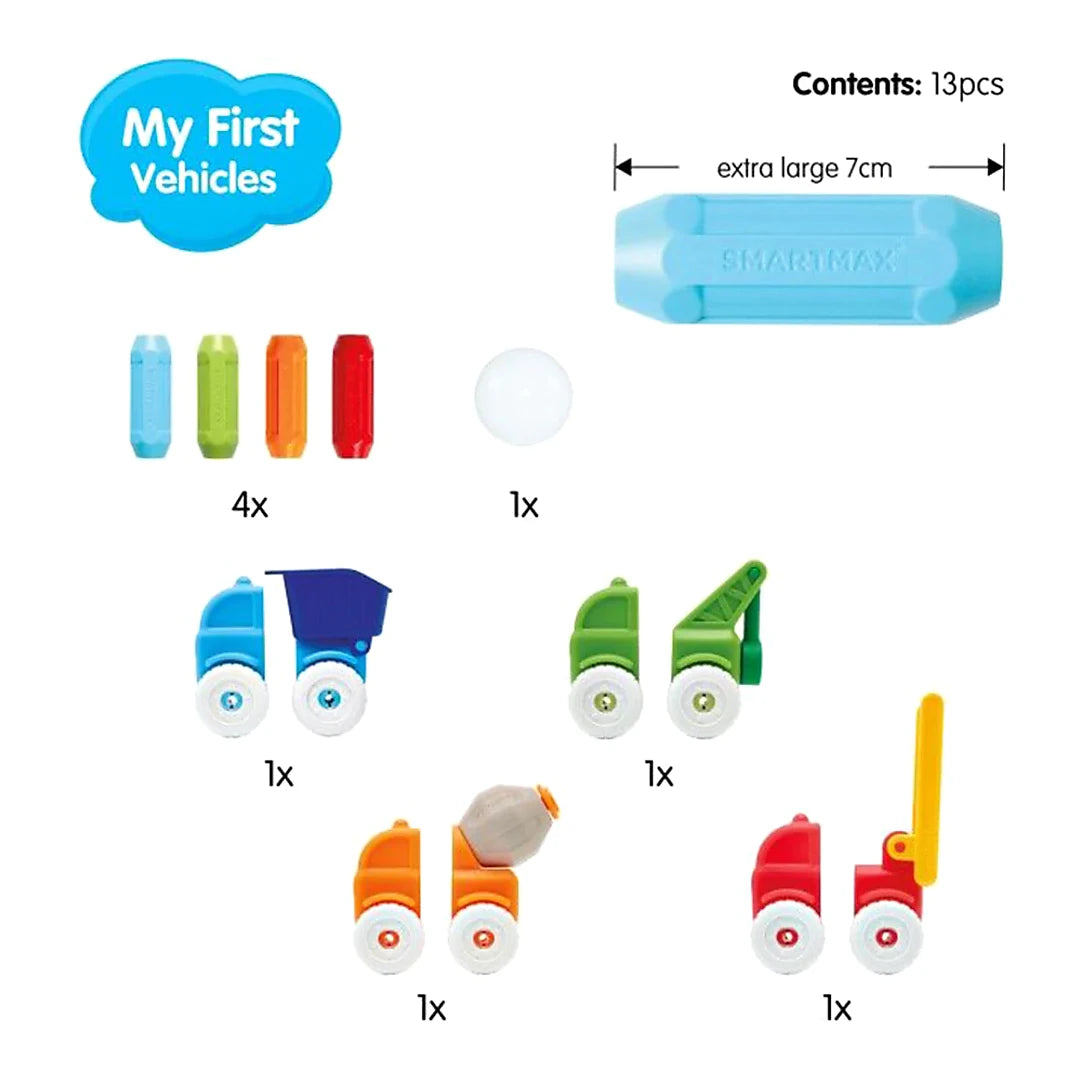 SmartMax My First Vehicles SMX 226 complete set inhoud overzicht 13 stuks magnetische bouwstenen