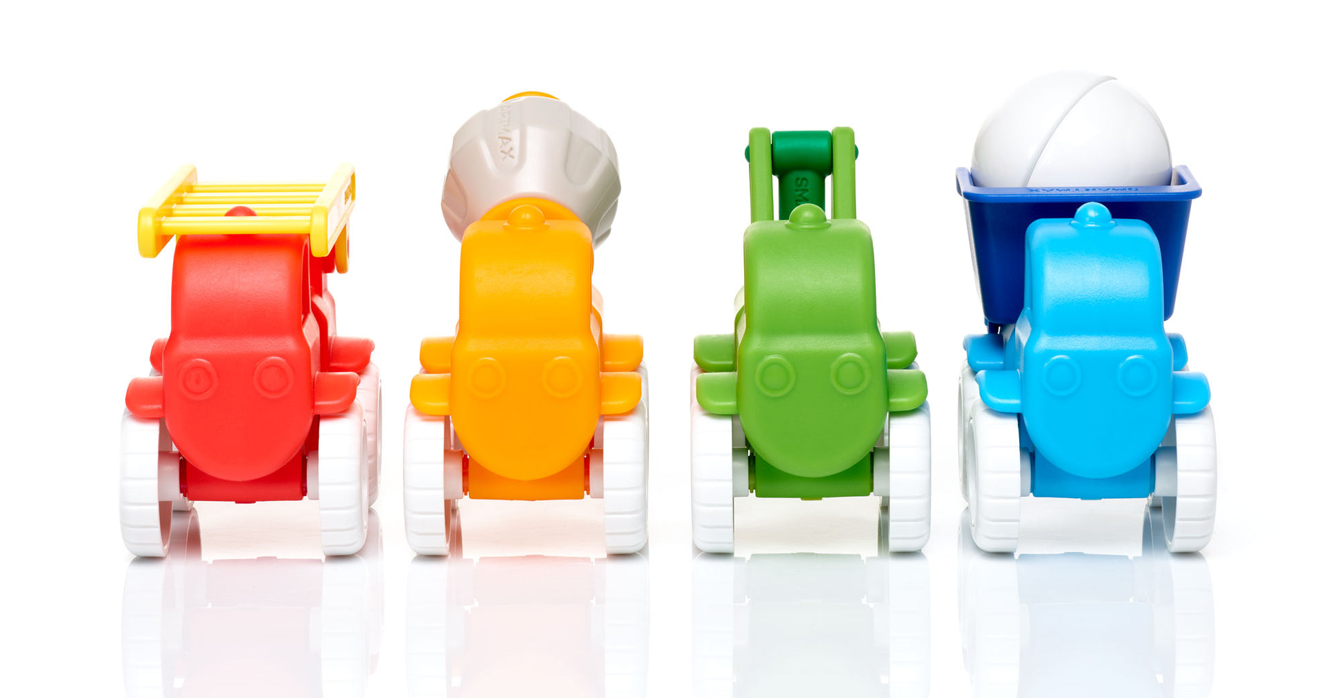 SmartMax My First Vehicles SMX 226 met vier kleurrijke magnetische voertuigen op rij, open ended speelgoed voor peuters