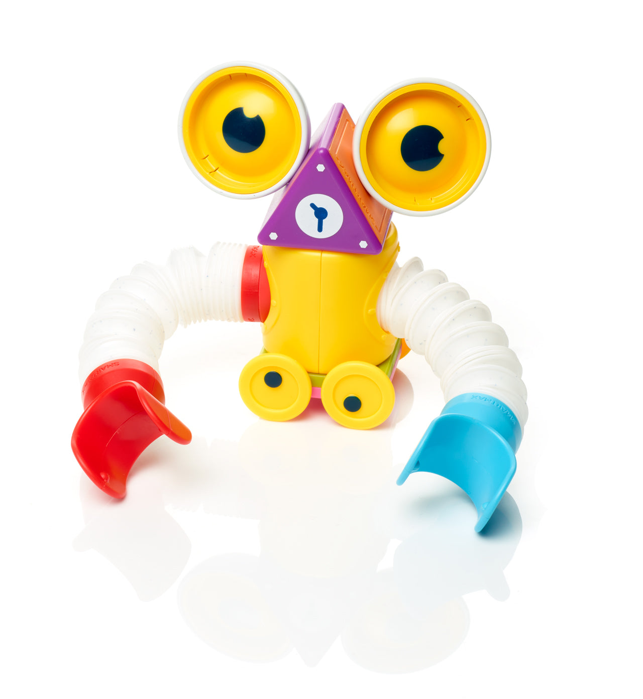 SMX 531 SmartMax Roboflex Plus open ended, STEM, magnetisch speelgoed robot bovenaanzicht met gele ogen en flexibele armen