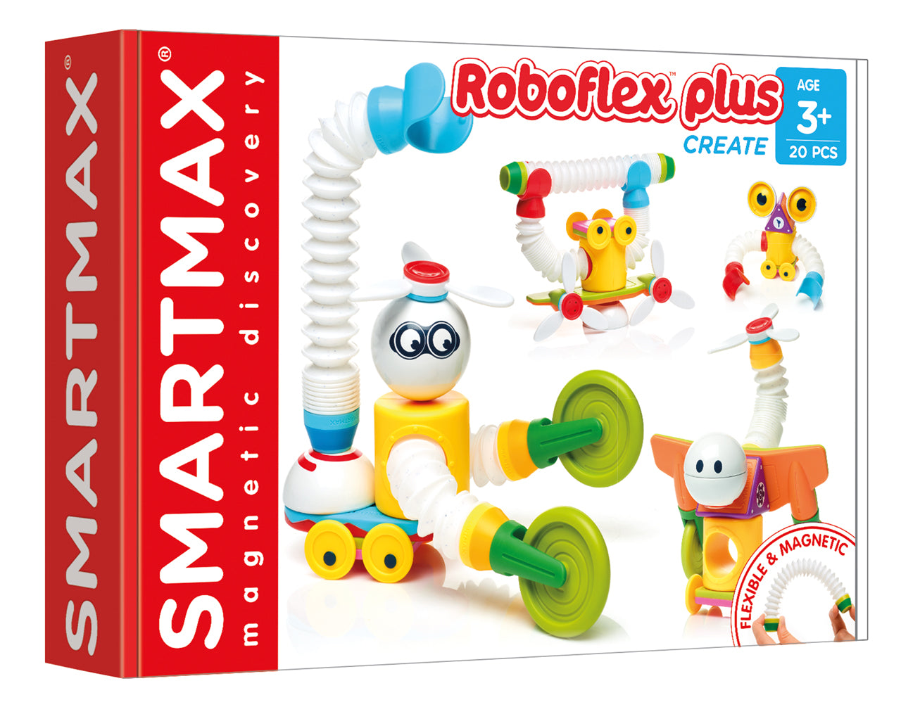 SMX 531 SmartMax Roboflex Plus verpakking voorkant, magnetisch bouwen set met 20 magnetische bouwstenen vanaf 3 jaar