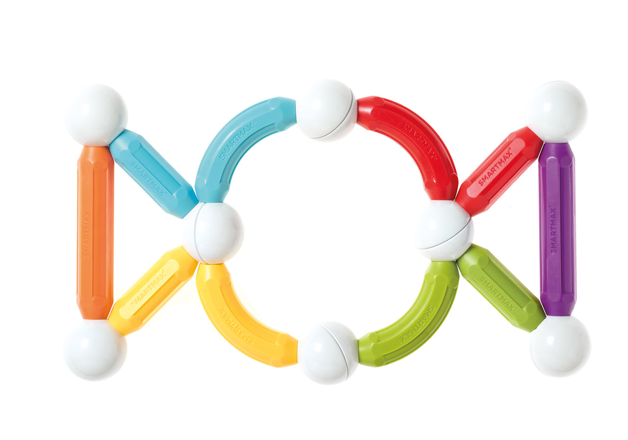 SmartMax Start Plus SMX 310 magneet speelgoed constructie, vooraanzicht met diverse gekleurde staven en balletjes