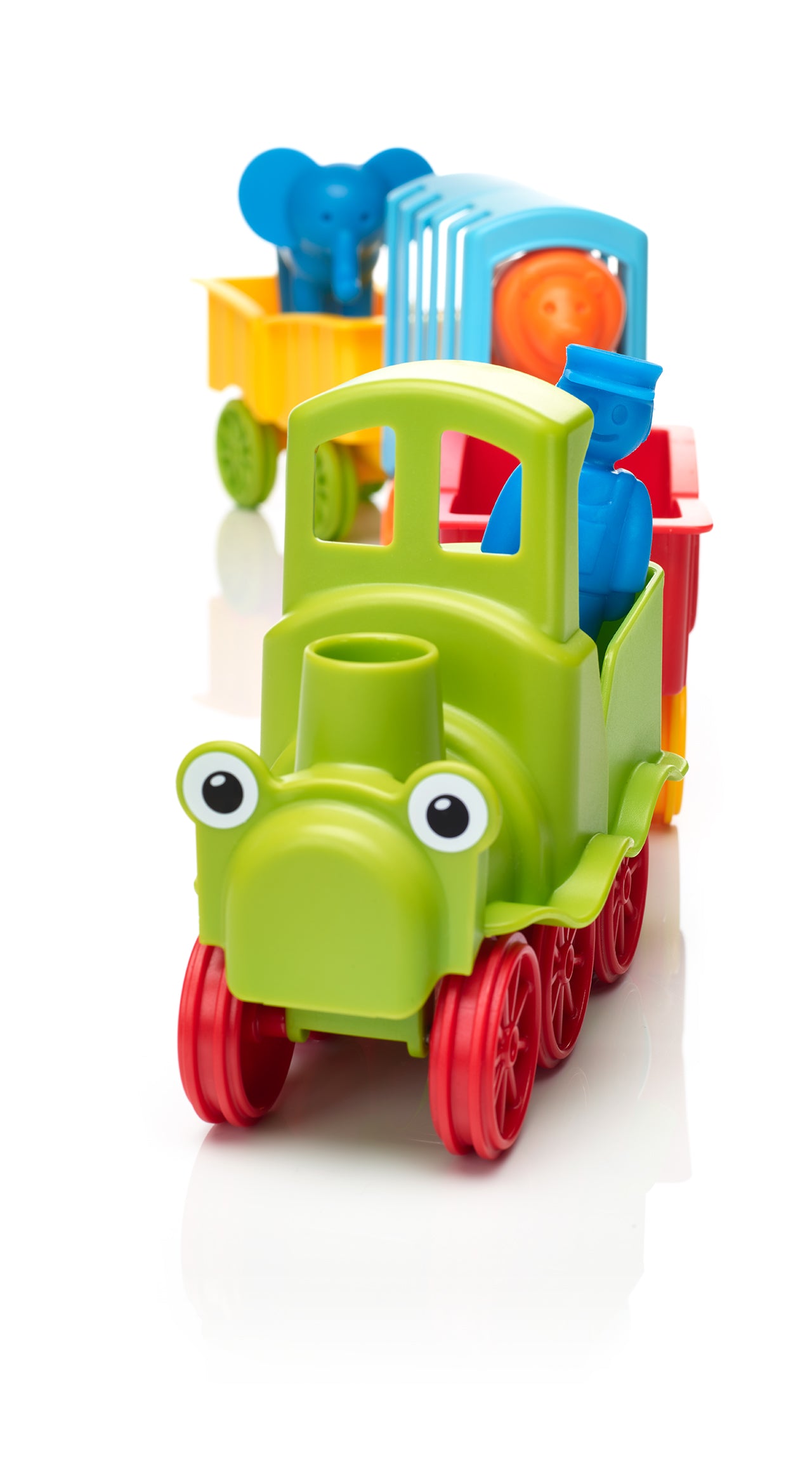 SmartMax My First Animal Train SMX 410 groene locomotief met grote ogen en magnetische dierenwagons voor 1-5 jaar