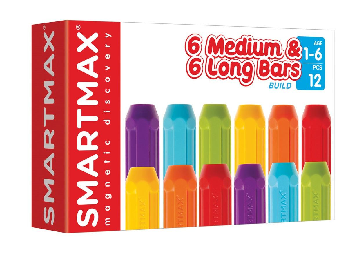 SmartMax XT set SMX 105 voorkant doos met 12 magnetische staven, educatief en open ended speelgoed voor 1–6 jaar