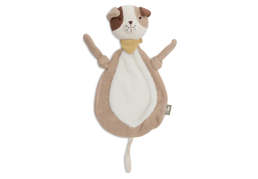 Speendoekje Mick hondje van Jollein in beige en wit, zachte speenknuffel voor baby als knuffeldoekje.