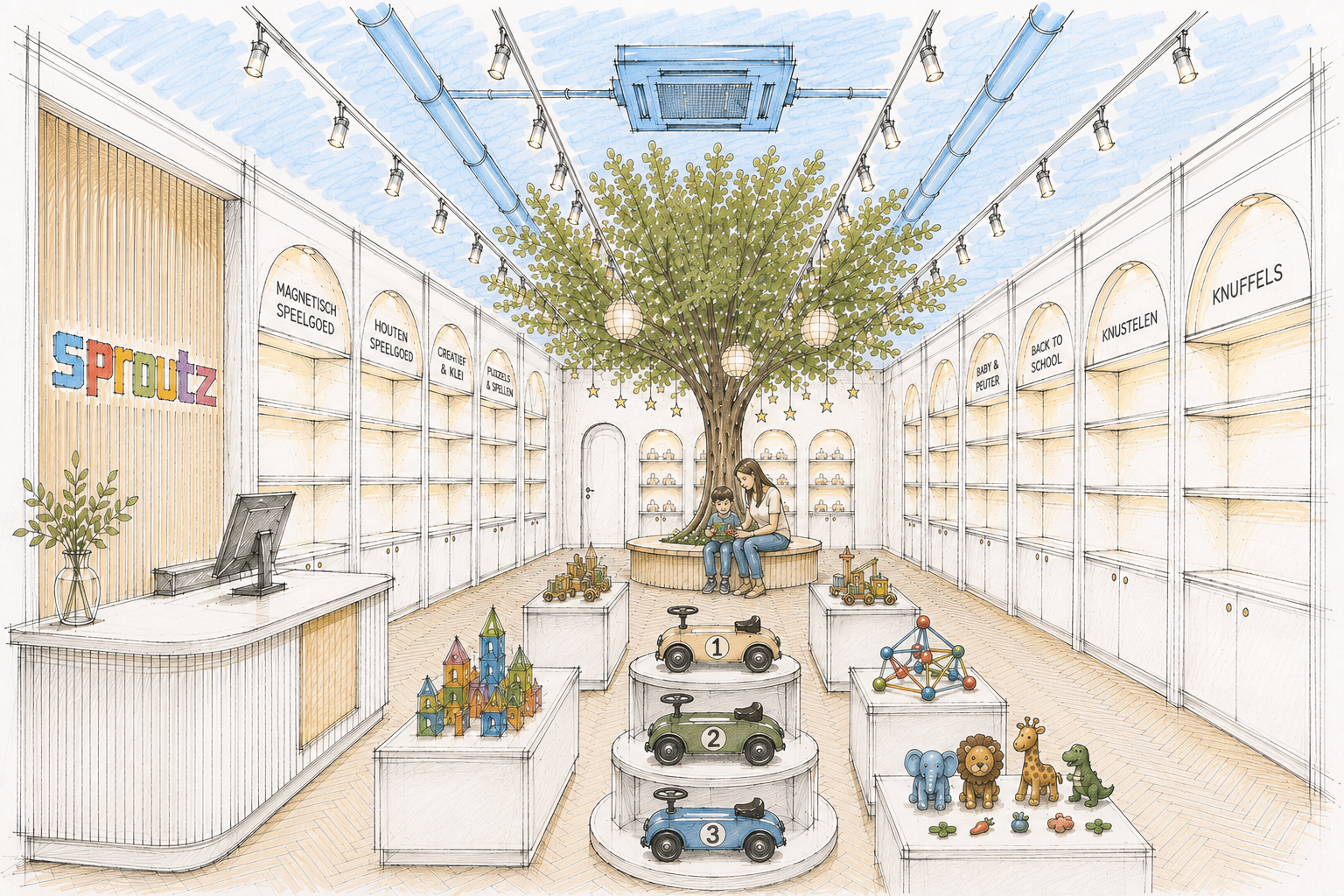 Speelgoedwinkel Wassenaar Sproutz experience center schets