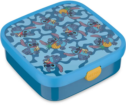 Blauwe Stitch broodtrommel van Mepal met vrolijke print, ideaal als kindvriendelijke lunchbox voor school of uitjes.