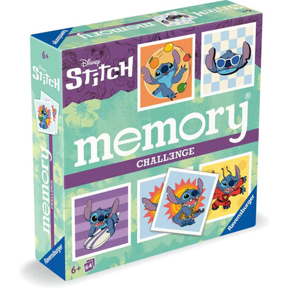Voorkant van Disney Stitch memory spel van Ravensburger, kleurrijke doos voor kinderen vanaf 6 jaar.