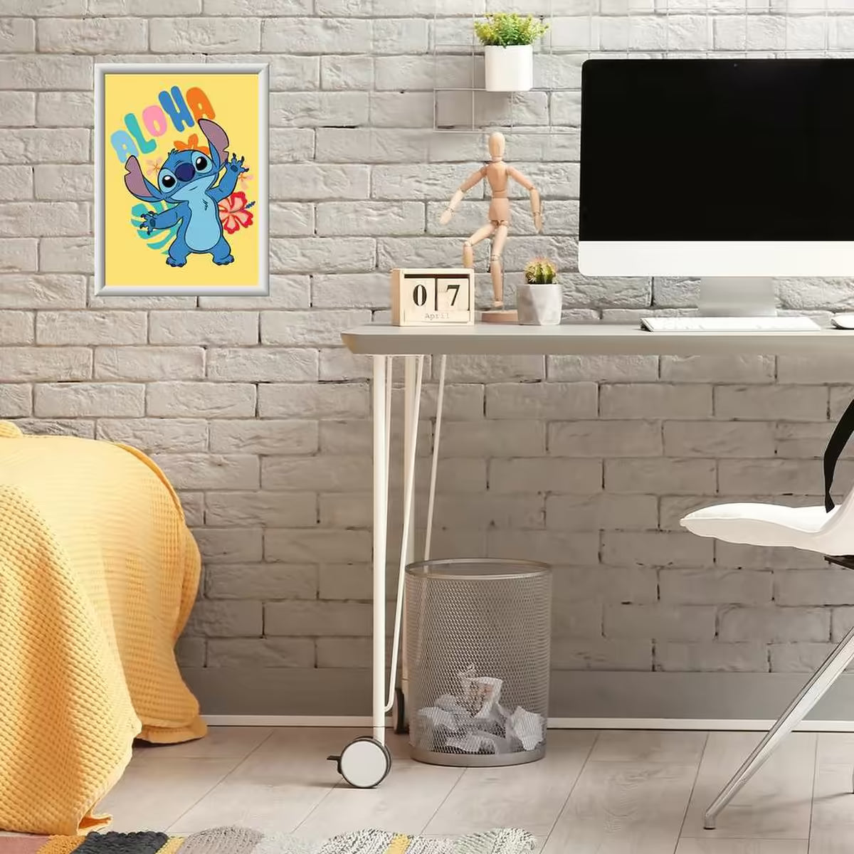 Ingelijst Ravensburger CreArt Aloha Stitch schilderij als decoratie, vrolijk knutselresultaat voor kinderkamer.