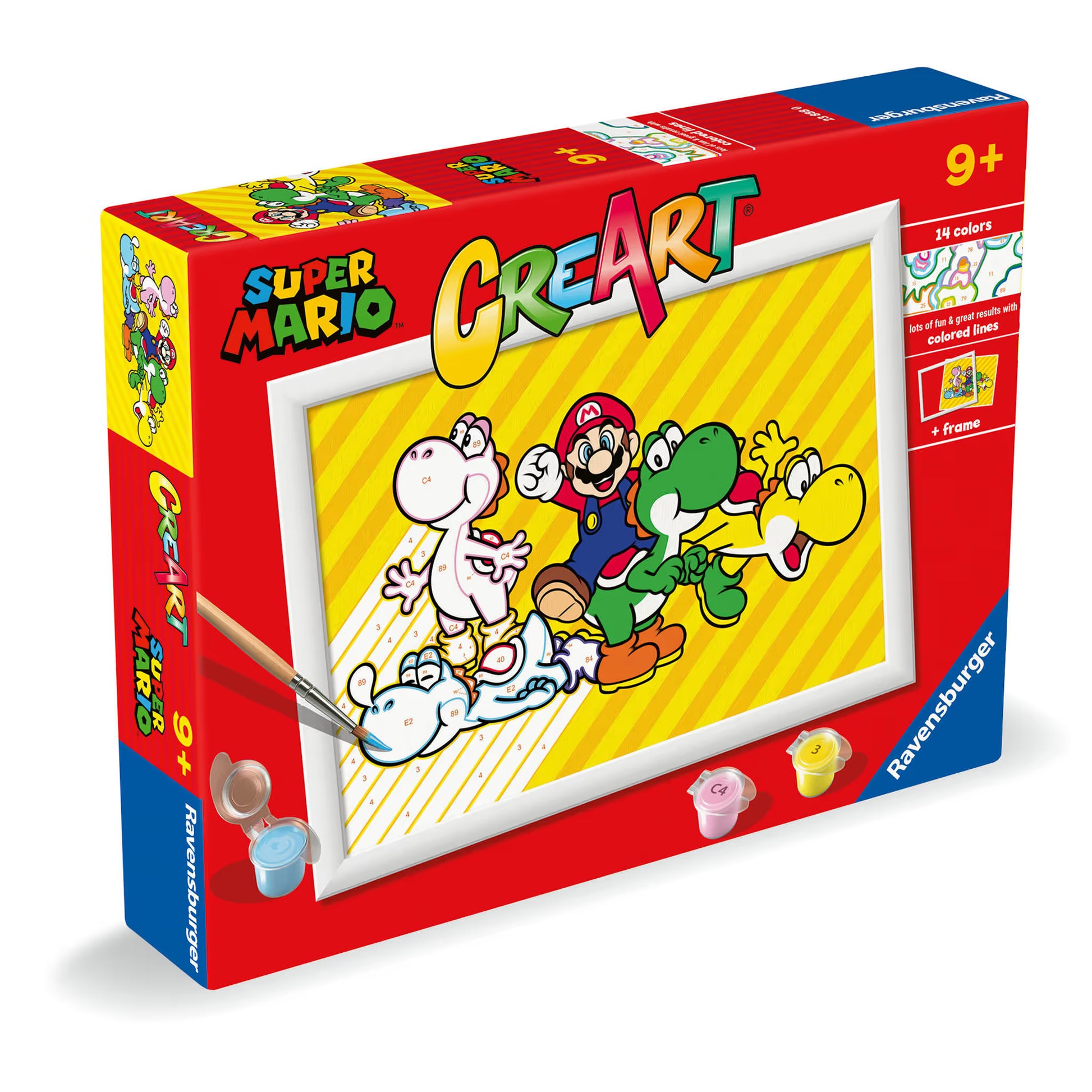 Ravensburger CreArt Super Mario schilderen op nummer set met Mario en Yoshi’s, creatief speelgoed en leuk knutsel idee.
