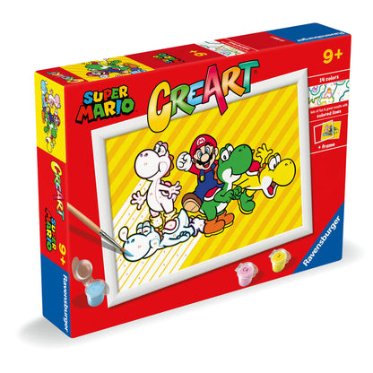 Ravensburger CreArt Super Mario schilderen op nummer set met Mario en Yoshi’s, creatief speelgoed en leuk knutsel idee.