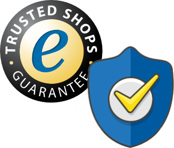 Trusted Shops logo keurmerk met een extra schild en checkmark voor keurmerk Sproutz