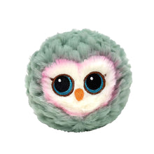 Ty Beanie Bouncers knuffel Stuiterbal - Feathers Owl Grey pluche speelgoed met grote blauwe ogen, ideaal cadeau voor kinderen.