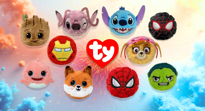 TY beany bouncers knuffel stuiterballen van Stitch, Groot, Spiderman, Iron-man, de Hulk en nog veel meer.