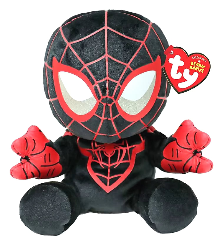 Ty Marvel Spiderman Miles Knuffel 15cm in zwart-rood pak, zachte pluche TY knuffel ideaal als cadeau voor kinderen.