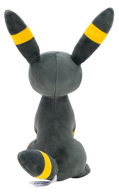 Achterzijde van Umbreon Pokémon knuffel met staart en gele ring, zachte Pokémon knuffel, geschikt als Pokémon cadeau.