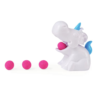 Unicorn figuur met felroze schuimbal, ideaal sensorisch speelgoed voor peuters en kinderen voor binnenpret.
