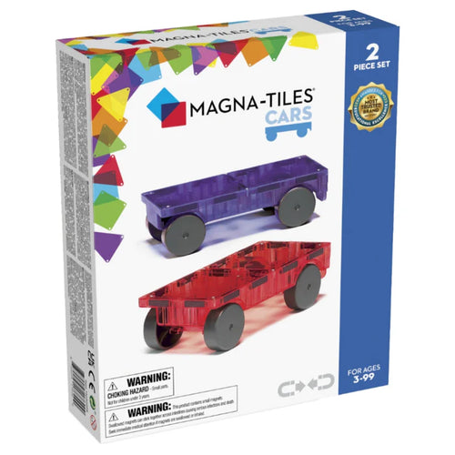 Magna-Tiles Cars set Paars en Rood - 2 magnetische tegels
