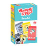 Voorkant van de Woezel en Pip kwartet doos met vrolijke illustraties, leuk familiespel voor kinderen vanaf drie jaar.